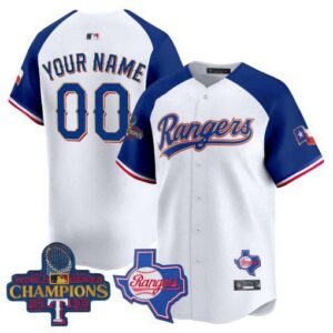 Texas Rangers 2023 World Series Champions Gold Trim Vapor Premier Limited Custom Jersey V2 - All Stitched