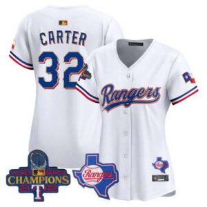 Women's Texas Rangers 2023 World Series Champions Gold Trim Vapor Premier Limited Jersey V2 - All Stitched