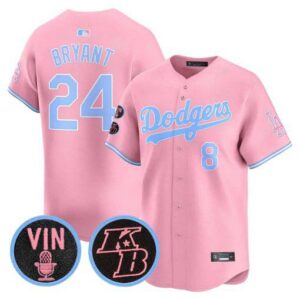 Unisex Dodgers Vin & Kobe Patch Bubblegum Pink Vapor Premier Limited Jersey - All Stitched