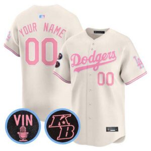 Unisex Dodgers Vin & Kobe Patch Bubblegum Pink Vapor Premier Limited Custom Jersey - All Stitched