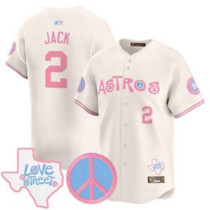 Unisex Astros Love Street & Peace Sign Patch Bubblegum Pink Vapor Premier Limited Jersey - All Stitched