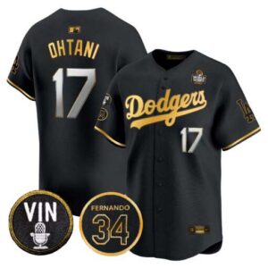 Men's Dodgers 2024 World Series Gold Trim Vapor Premier Limited Jersey V3 - All Stitched