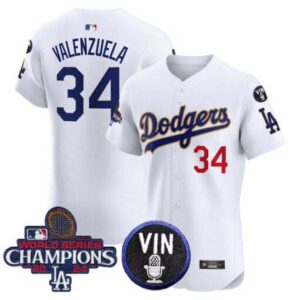 Men's Dodgers 2024 World Series Champions Gold Trim Vapor Elite Jersey - All Stitched