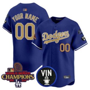 Dodgers 2024 Vin Scully & #34 Fernando Patch Gold Vapor Premier Limited Custom Jersey - All Stitched