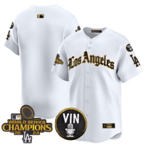 Men's Dodgers 2024 LA Gothic Style Gold Vapor Premier Limited Jersey - All Stitched