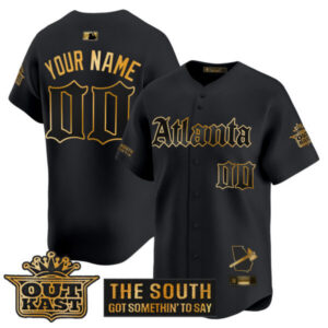 Atlanta Braves ‘Gothic South x Outkast Edition’ Gold Vapor Premier Limited Custom Jersey – All Stitched