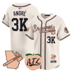 Men’s Atlanta Braves Peach Vapor Premier Limited Jersey – All Stitched
