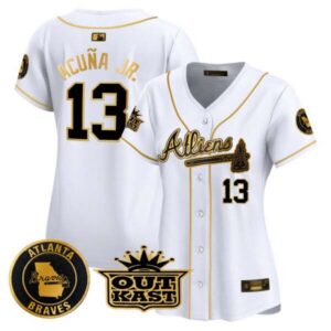 Women’s Ronald Acuna JR. Atlanta Braves 2024 Spring Training & Georgia Patch Vapor Premier Limited Jersey – All Stitched