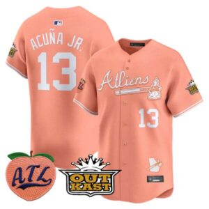 Men’s Atlanta Braves Atliens & Peach Vapor Premier Limited Jersey – All Stitched