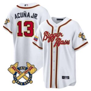 Ronald Acuna Jr. Atlanta Braves Venezuela White Jersey – All Stitched