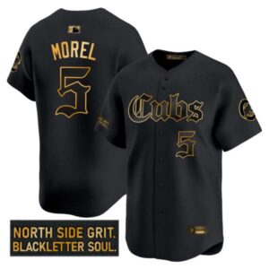 Men’s Chicago Cubs ‘Gothic North Side Edition’ Gold Vapor Premier Limited Jersey – All Stitched