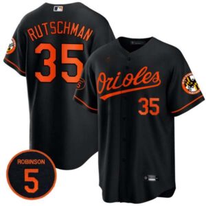 Men’s Baltimore Orioles Robinson Patch Cool Base Jersey – All Stitched