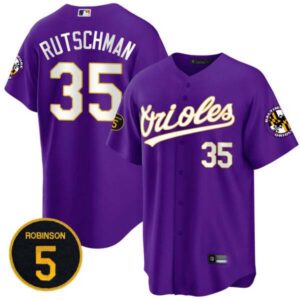 Baltimore Orioles Purple Robinson Patch Cool Base Jersey – All Stitched