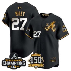 Men’s Atlanta Braves Champions & 150th Patch Vapor Premier Limited Jersey – All Stitched
