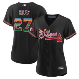 Women’s Atlanta Braves Los Bravos Mexico Jersey – All Stitched