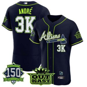 Men’s Atlanta Braves Atliens 150th Anniversary Patch Flex Base Jersey – All Stitched