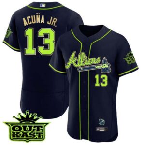 Men’s Atlanta Braves Atliens Flex Base Gold Trim Jersey – All Stitched