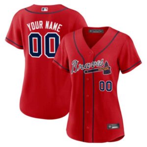 Women’s Atlanta Braves Red Custom Jersey – All Stitched
