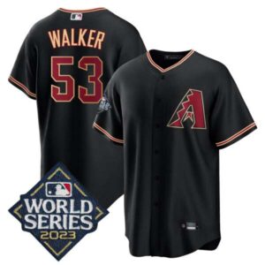 Men’s Diamondbacks Black 2023 World Series Jersey – All Stitched