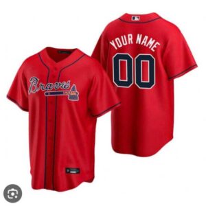 ATLANTA BRAVES RED CUSTOM JERSEY – ALL STITCHED