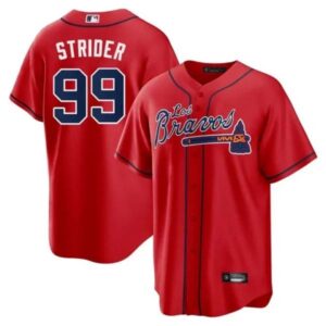 Spencer Strider Atlanta Braves Los Bravos Red Jersey – All Stitched