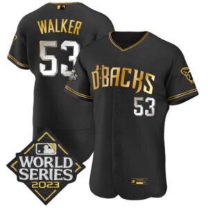 Men’s Diamondbacks 2023 World Series Flex Base Gold Jersey – All Stitched