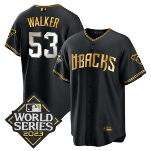 Men’s Diamondbacks 2023 World Series Cool Base Gold Jersey – All Stitched