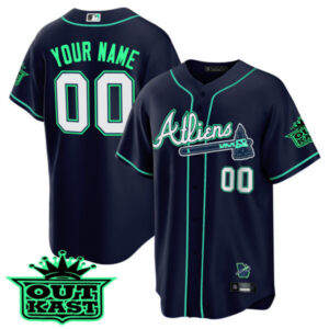 Atlanta Braves Atliens Cool Base Custom Jersey – Galaxy Version – Stitched