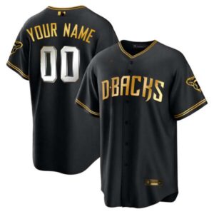 Arizona Diamondbacks Cool Base Gold Trim Custom Jersey – All Stitched