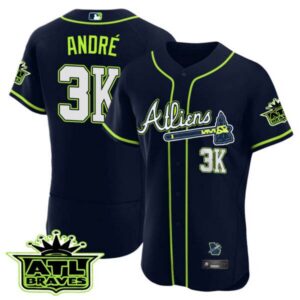 Men’s Atlanta Braves Atliens ATL Patch Flex Base Jersey – All Stitched
