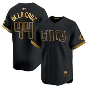 Elly De La Cruz Cincinnati Reds 2023 City Connect Black Gold Jersey – All Stitched