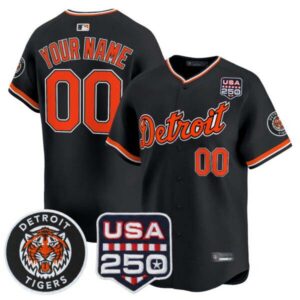 Detroit Tigers 2026 Alternate Vapor Premier Limited Custom Jersey – 250America Patch – All Stitched