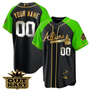 Atlanta Braves Atliens Gold Alternate Cool Base Custom Jersey – All Stitched