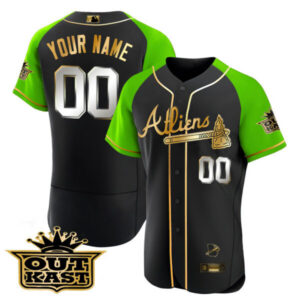 Atlanta Braves Atliens Gold Alternate Flex Base Custom Jersey – All Stitched