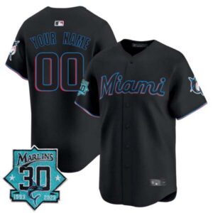 Miami Marlins 30 Seasons Anniversary Patch Vapor Premier Limited Custom Jersey – All Stitched