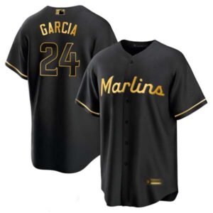 Men’s Miami Marlins Black Limited & Gold Jersey – All Stitched