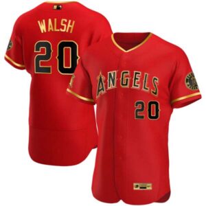 Men’s Los Angeles Angels Flex Base Gold Jersey – All Stitched