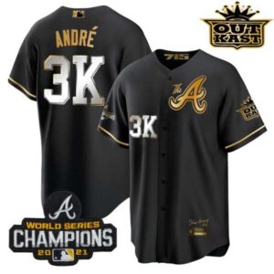 Men’s Atlanta Braves Outkast Gold The A Cool Base Jersey – All Stitched