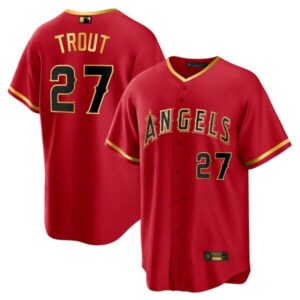 Men’s Los Angeles Angels Cool Base Gold Jersey – All Stitched