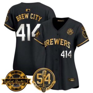 Women’s Milwaukee Brewers ‘Bob Uecker – 54 Seasons for Brewers’ Vapor Premier Limited Jersey – All Stitched