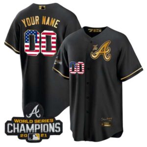 Atlanta Braves The A Gold Flag Custom Jersey – All Stitched