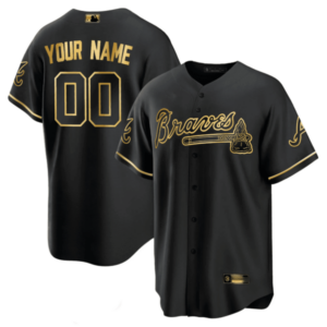 Atlanta Braves Black Gold & White Gold Custom Jersey – All Stitched
