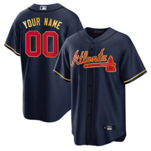 Atlanta Braves Gold Trim Custom Jersey – All Stitched