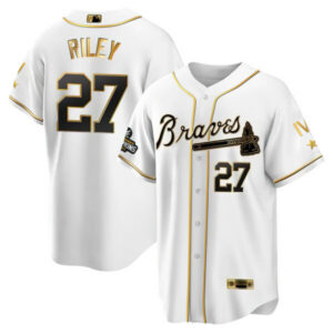 Atlanta Braves 4x World Series White Gold Jersey Collection – All Stitched