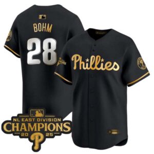 Men’s Philadelphia Phillies 2025 NL East Division Champions Patch Vapor Premier Limited Jersey – All Stitched