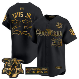 Men’s San Diego Padres ‘Gothic Edition’ Gold Vapor Premier Limited Jersey – All Stitched