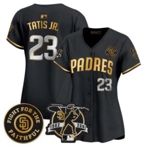 Women’s Padres Tony Gwynn & Faithful Patch Vapor Premier Limited Jersey – All Stitched
