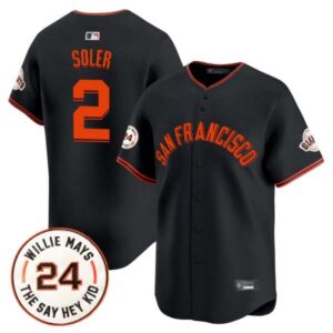 Men’s San Francisco Giants 2024 Willie Mays Patch Vapor Premier Limited Jersey V5 – All Stitched