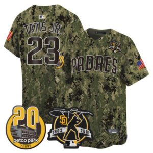Men’s Padres Tony Gwynn & Petco Park 20th Patch USMC Vapor Premier Limited Jersey – All Stitched