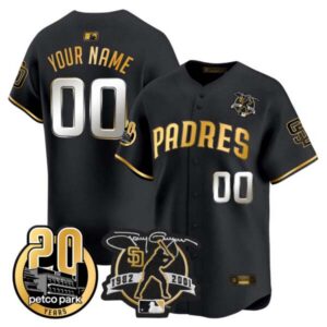 Padres Tony Gwynn & Petco Park 20th Patch Vapor Premier Limited Custom Jersey – All Stitched
